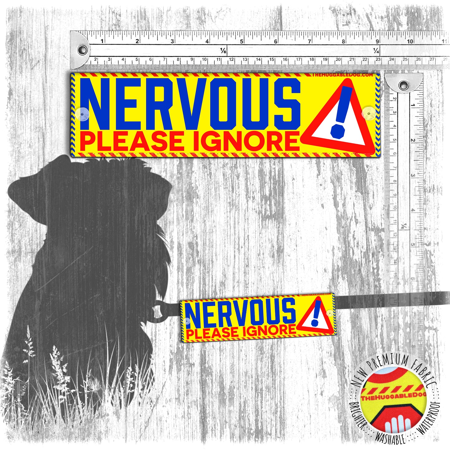 "NERVOUS! Please ignore". Leash sleeve for dogs.