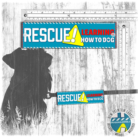 "RESCUE learning how to DOG". Leash sleeve for dog training.