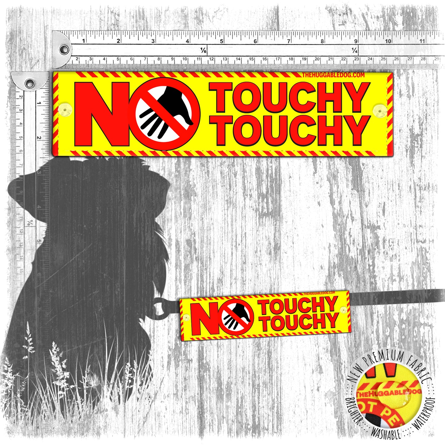 "NO touchy, touchy". Leash sleeves for dogs.