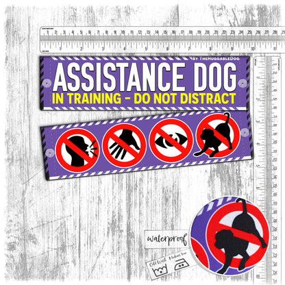 56. "Assistance Dog, IN TRAINING- do not distract". Leash sleeve for dog training.