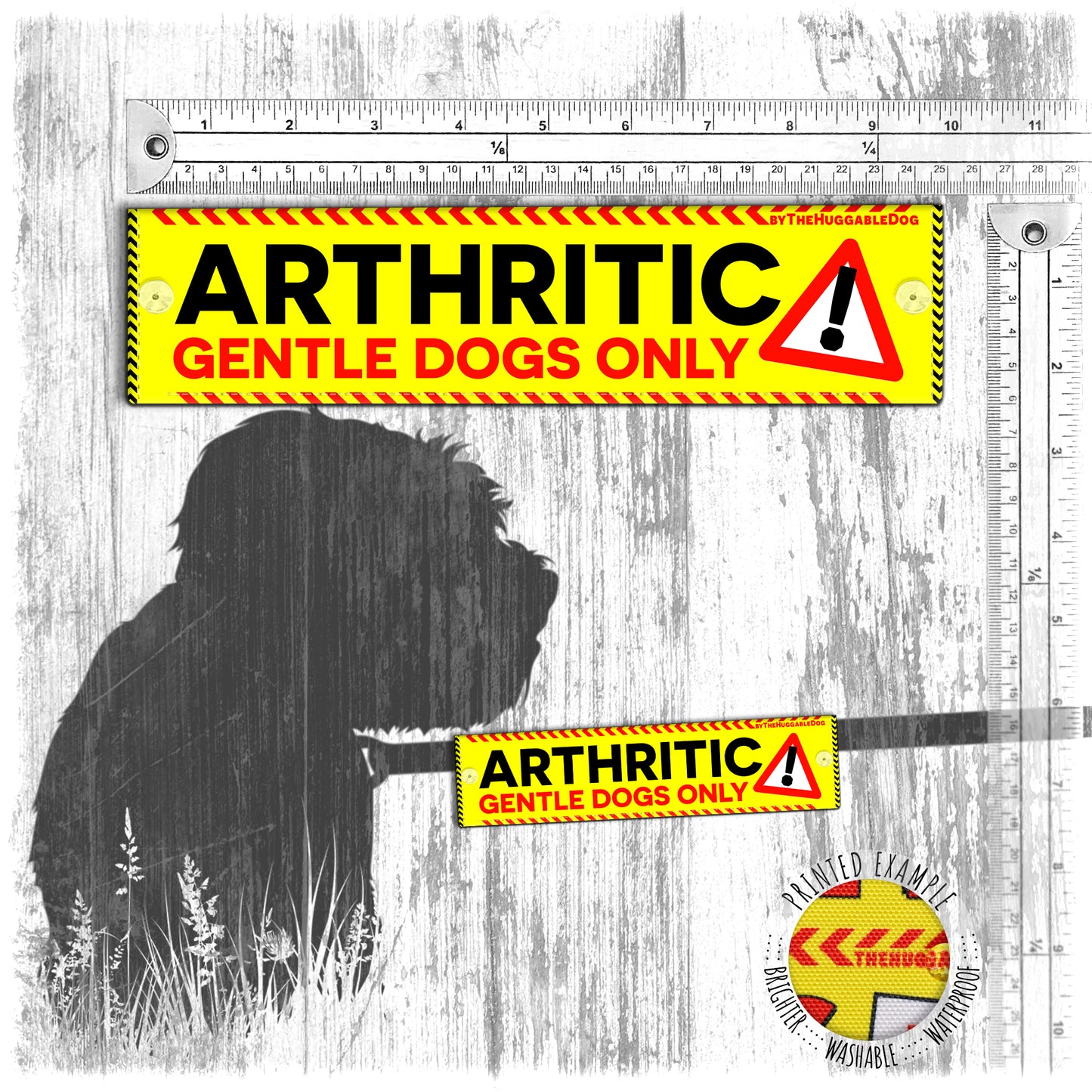 "ARTHRITIC, gentle dogs only" . Alert leash sleeves for dogs