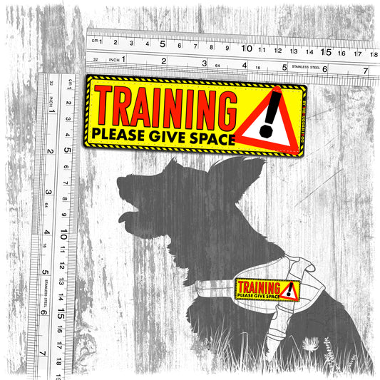 TRAINING, please give space. Patches for dog harnesses. Supplied as a SINGLE item so you can mix and match.