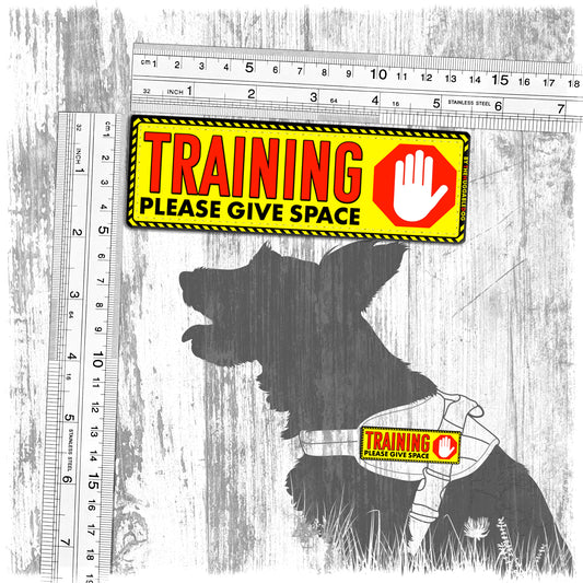 TRAINING, please give space. Patches for dog harnesses. Supplied as a SINGLE item so you can mix and match.