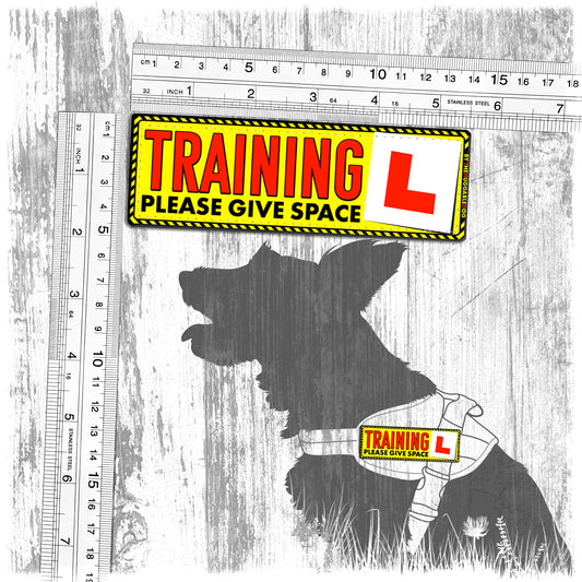 TRAINING, please give space. Patches for dog harnesses. Supplied as a SINGLE item so you can mix and match.