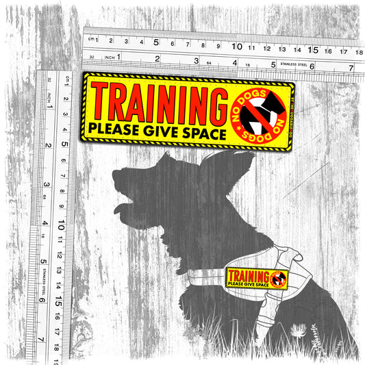 TRAINING, please give space. NO DOGS. Patches for dog harnesses. Supplied as a SINGLE item so you can mix and match.