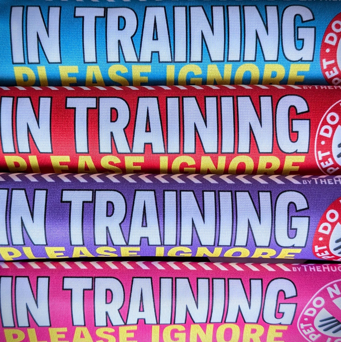 "IN TRAINING, please IGNORE", do not pet. Warning covers for dogs leashes.