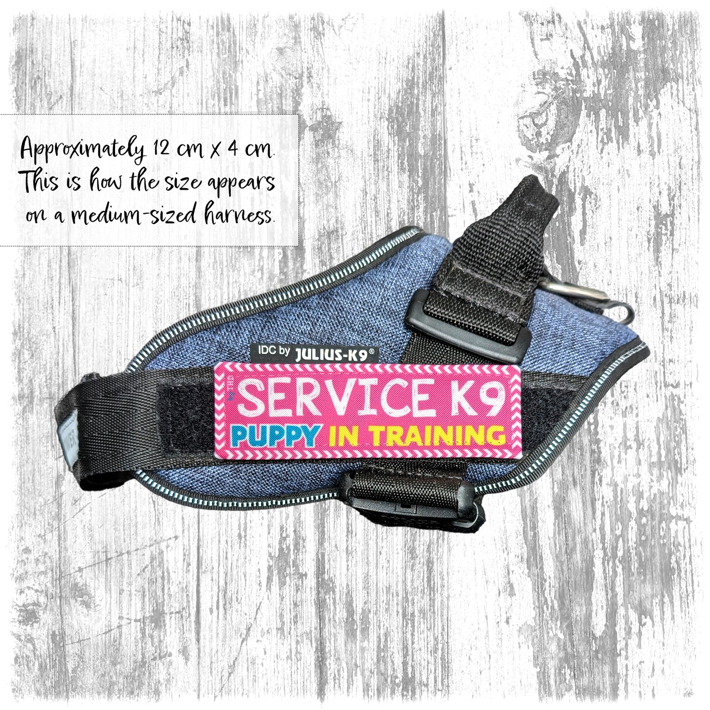 "Service K9, puppy in training". Supplied as a SINGLE item so you can mix and match.