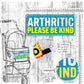 "Arthritic, please be kind". Dog stroller sign.