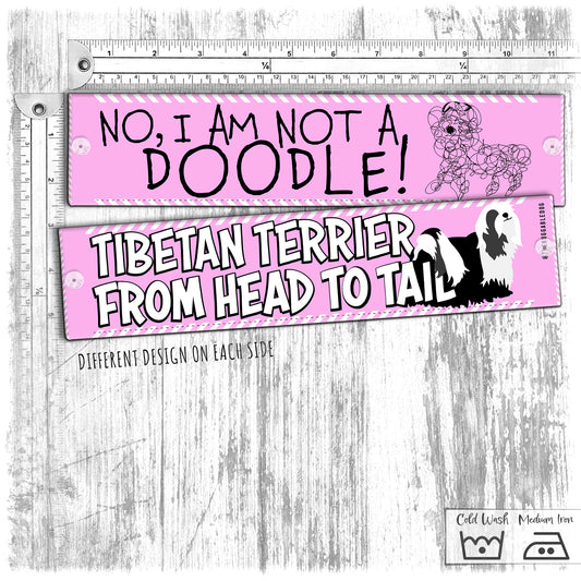 "No, I'm not a DOODLE, TIBETAN TERRIER from head to tail". Leash sleeves. TT special.