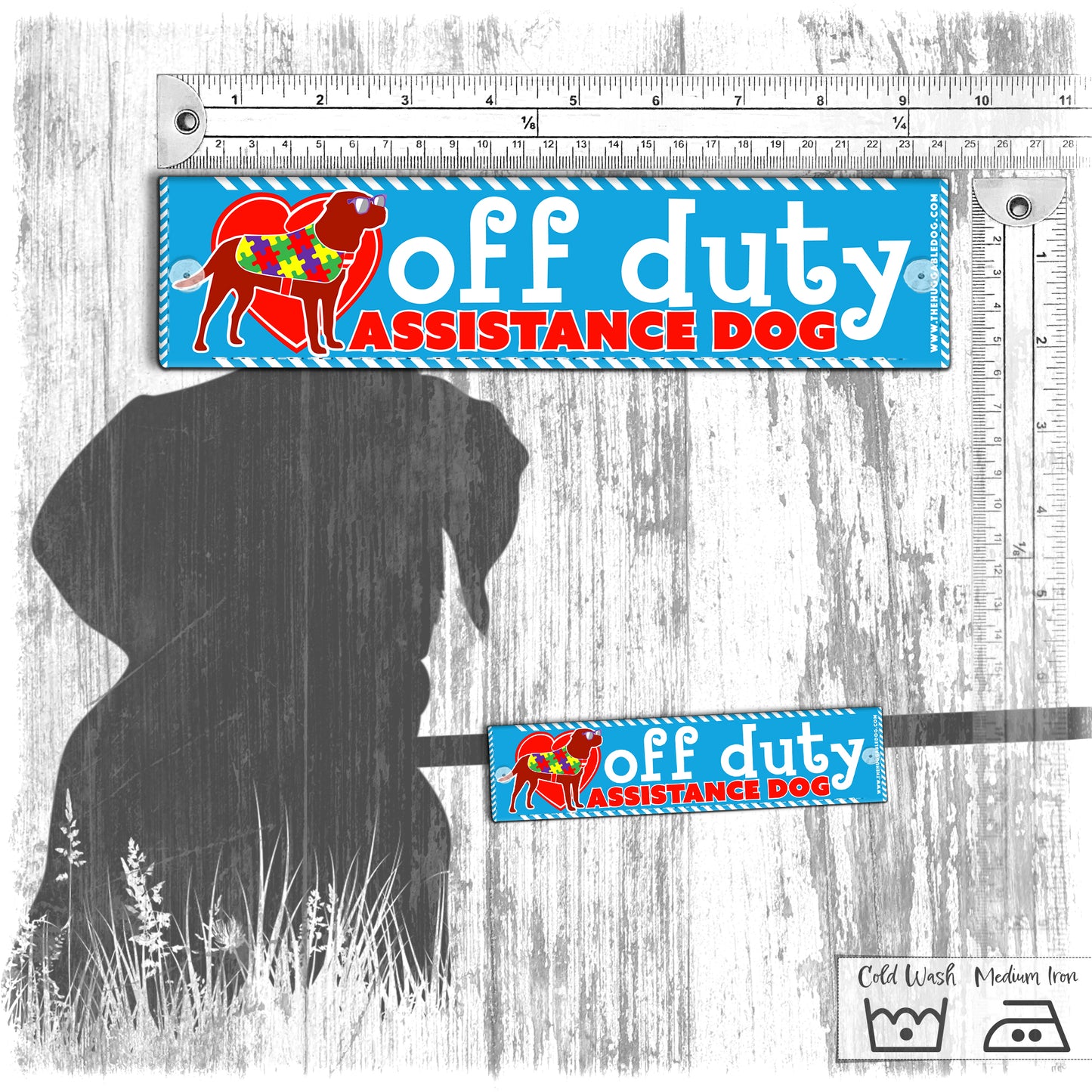 "OFF DUTY, assistance dog". Leash sleeve for assistance dogs.