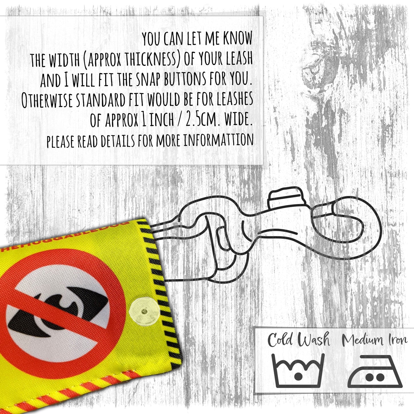 "Keep dogs away, I can be a mardy cow". Leash sleeve for dogs.