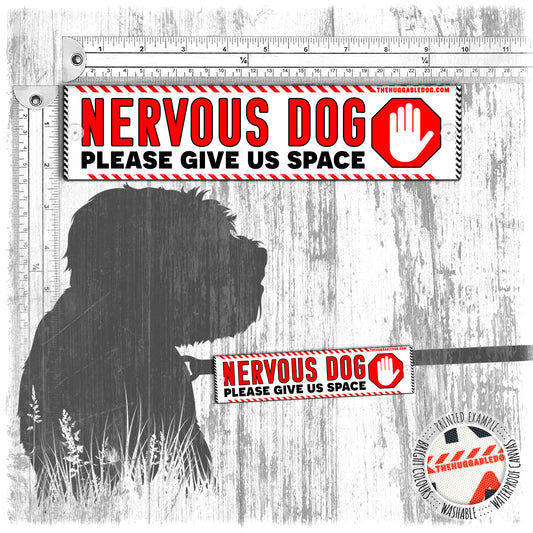 "NERVOUS dog, please give us SPACE". Leash sleeve for dogs.