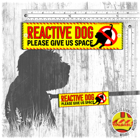 "REACTIVE dog, please give us space". Leash sleeve for dogs.