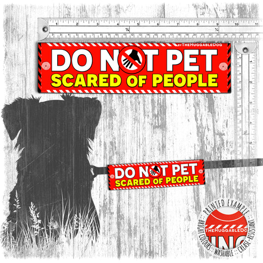 "DO NOT PET, scared of people". Warning covers for dogs leashes. Red leash sleeves.