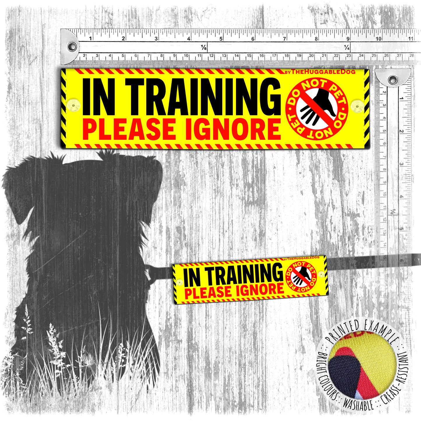 "IN TRAINING, please IGNORE", do not pet. Warning covers for dogs leashes. Dog training Leash sleeves.