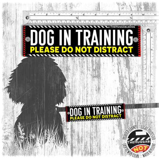 "DOG IN TRAINING, do not distract". Leash sleeve for dog TRAINING.