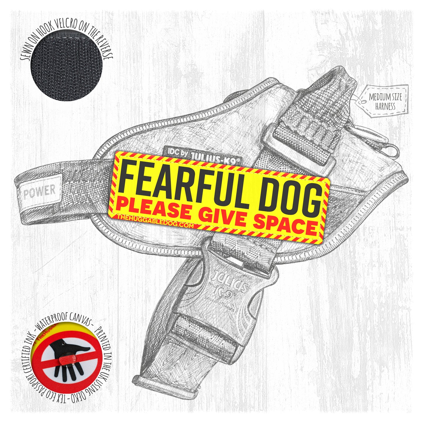 Please Give Space. Dog's Harnesses Patch. Size M to L.