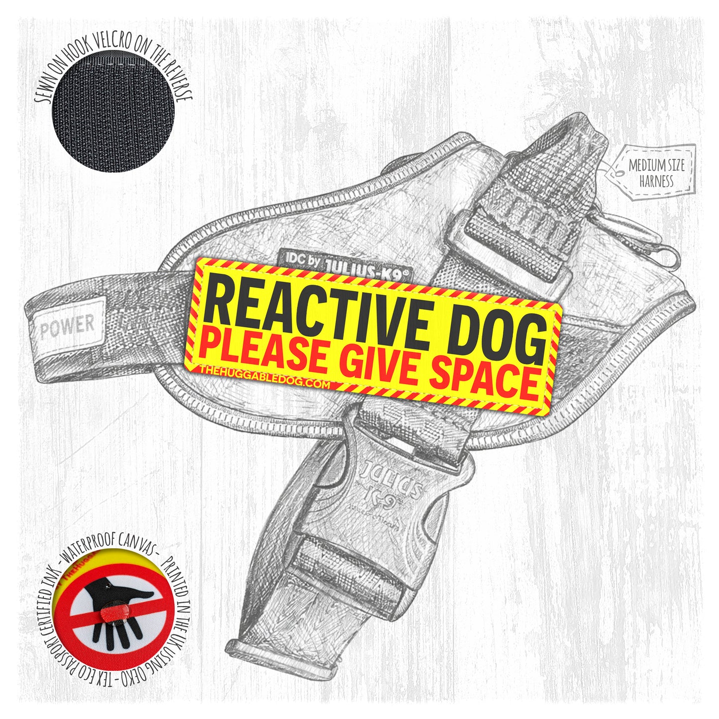 Please Give Space. Dog's Harnesses Patch. Size M to L.